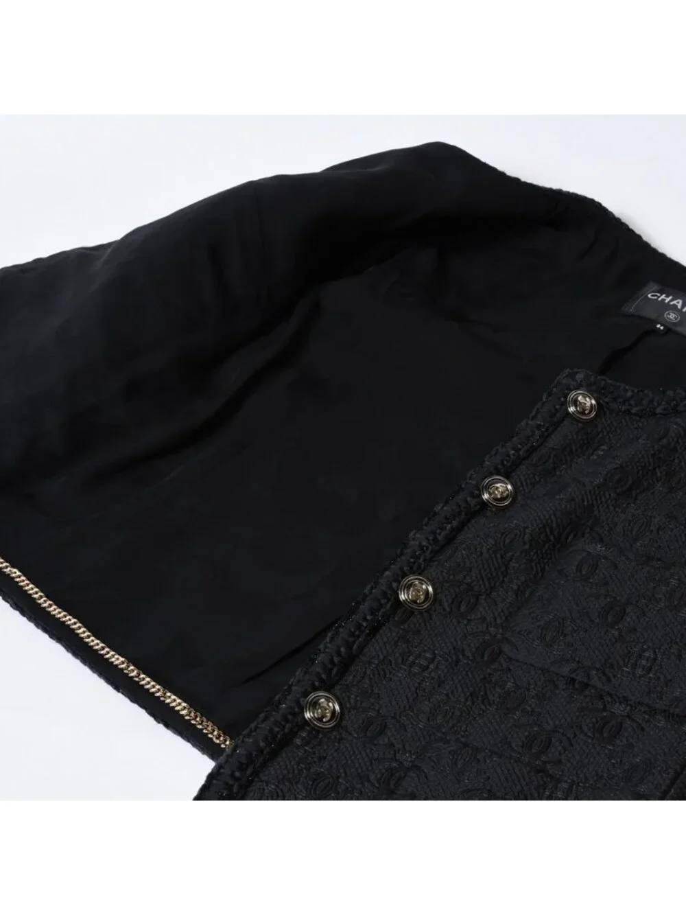 Chanel Tweed Jacket CC Logo Black